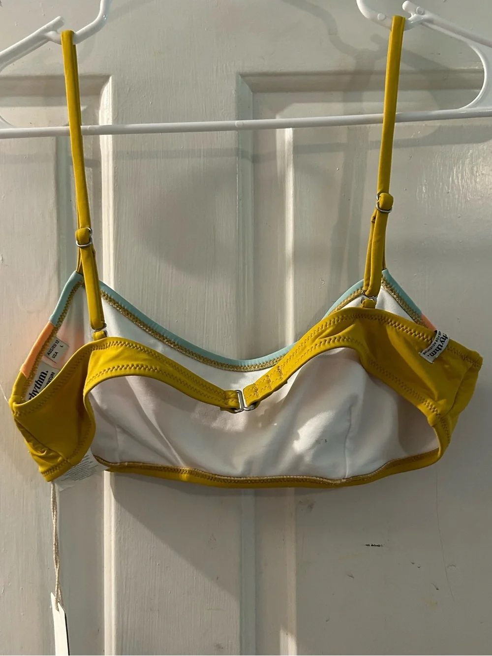 Rhythm Colorblock Bikini Top in Mustard, Peach & Aqua